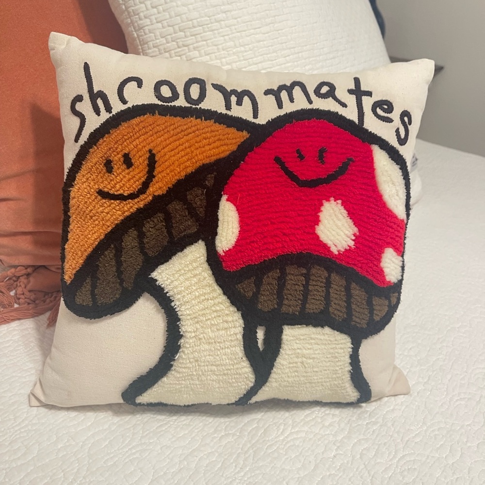 Urban Outfitters “Shroommates” Embroidered Throw Pillow